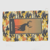 ホワイトテール鹿と迷彩柄 ゴルフタオル (横)