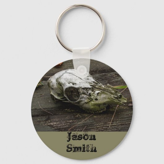 ホワイトテール鹿スカルキーチェーン キーホルダー (正面)