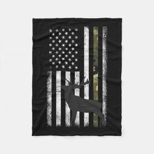 ホワイトテール鹿狩りハンターエルクバック迷彩柄アメリク フリースブランケット (正面)
