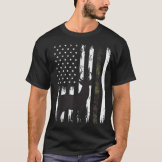 ホワイトテール鹿狩りハンターバック迷彩柄アメリカン Tシャツ