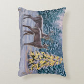 ホワイトテール鹿&クリスマスツリー冬のシーン アクセントクッション (正面(垂直))