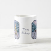 ホワイトテール鹿&クリスマスツリー冬のシーン コーヒーマグカップ (中央)