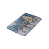 ホワイトテール鹿&クリスマスツリー冬のシーン バスマット (アングル)