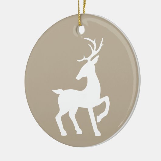 ホワイトディアオンベージュ&カスタム文字オンザバックオン セラミックオーナメント (左)