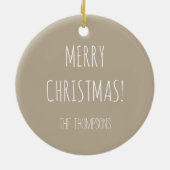 ホワイトディアオンベージュ&カスタム文字オンザバックオン セラミックオーナメント (裏面)