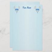 ホワイトディアヘッドかわいらし顔バラオンブルー 便箋 (正面/裏面)