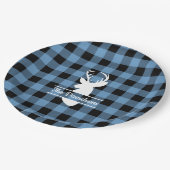 ホワイトディアヘッドオンブルーバッファロープレイド紙プレート ペーパープレート (アングル)
