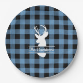 ホワイトディアヘッドオンブルーバッファロープレイド紙プレート ペーパープレート (正面)