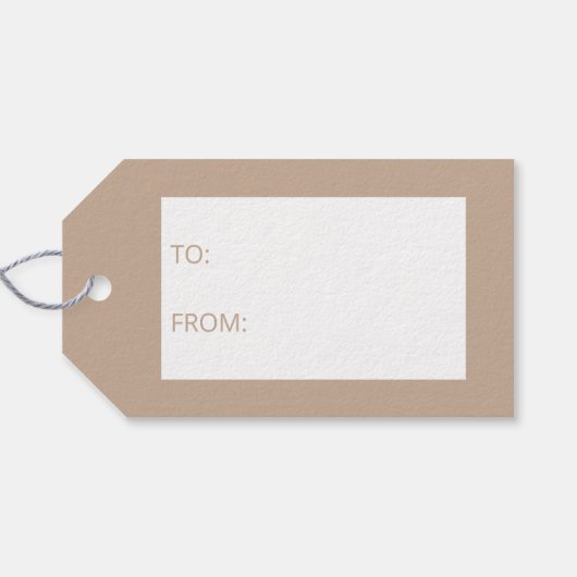 ホワイトディアヘッドシルエットオンベージュ&カスタム文字 ギフトタグ (裏面横)