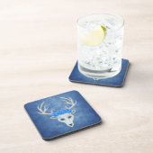 ホワイトディアヘッドブルーミステリアスな目〔雄ジカの〕枝角バラ コースター (右側)