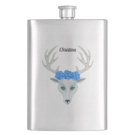 ホワイトディアヘッド〔雄ジカの〕枝角鮮やかブルーアイズバラ フラスク