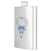 ホワイトディアヘッド〔雄ジカの〕枝角鮮やかブルーアイズバラ フラスク (左)