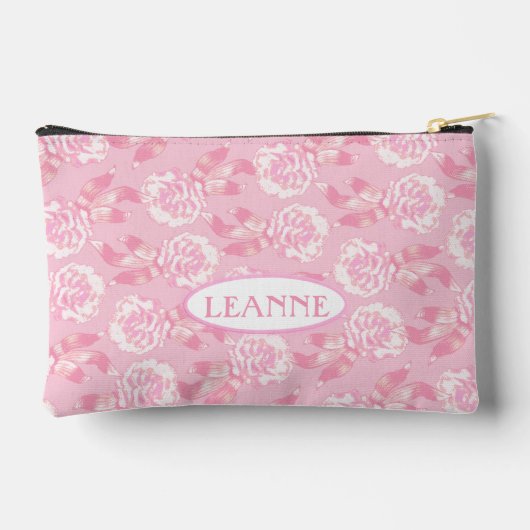 ホワイトディアンサスのカーネーションのピンクの名前 アクセサリーポーチ (裏面)