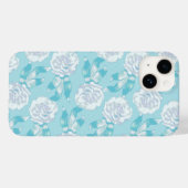 ホワイトディアンツスカルネーションズアクアブルー Case-Mate iPhoneケース (裏面 (横))