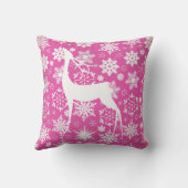 ホワイトディアーとスノーフレークonピンクホリディピロー クッション (裏面)