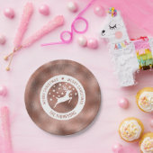 ホワイトディアーフェイク-バラゴールドフォイル実在(Not Foil) ペーパープレート (パーティー)