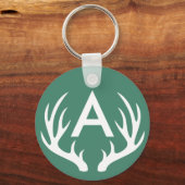 ホワイトディアー〔雄ジカの〕枝角キーチェーン キーホルダー (正面)