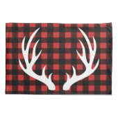 ホワイトディアー〔雄ジカの〕枝角素朴バッファローチェックプレイド 枕カバー (裏面)