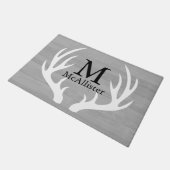 ホワイトディア〔雄ジカの〕枝角グレイパーソナライズされたウッド ドアマット (アングル)