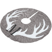 ホワイトディア〔雄ジカの〕枝角ブラウンヘリンボーンパーソナライズされた- ブラッシュドポリエステルツリースカート (アングル)