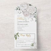 ホワイトディ素朴ナーにホワイト牡丹フローラ オールインワン招待状 (内側)