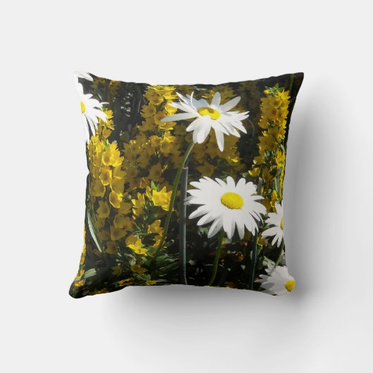 ホワイトデイジーとイエローフォックスグローブ クッション (裏面)