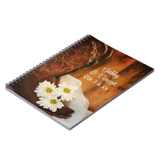 ホワイトデイジーとカウボーイブーツウェスタン結婚ズ ノートブック (左側)