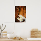 ホワイトデイジーとカウボーイブーツウェスタン結婚ズ ポスター (キッチン)