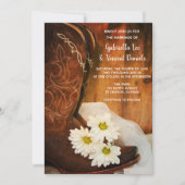 ホワイトデイジーとカウボーイブーツウェスタン結婚ズ 招待状 (正面)