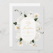 ホワイトデイジーとバラ結婚ズ 招待状 (正面/裏面)