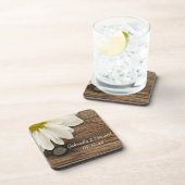 ホワイトデイジーとバーンウッドカントリーウェディング コースター (右側)