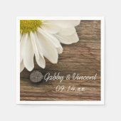 ホワイトデイジーとバーンウッドカントリーウェディング スタンダードカクテルナプキン (正面)