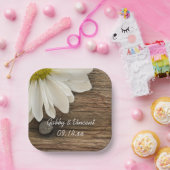 ホワイトデイジーとバーンウッドカントリーウェディング ペーパープレート (パーティー)