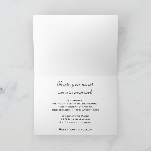 ホワイトデイジーとバーンウッドカントリーウェディング 招待状 (内部)