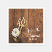 ホワイトデイジーとホースビットカントリー西結婚の スタンダードカクテルナプキン (正面)