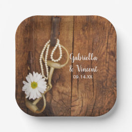 ホワイトデイジーとホースビットカントリー西結婚の ペーパープレート