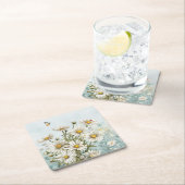 ホワイトデイジーとラディバグススプリングタイム スクエアペーパーコースター (インサイチュ)