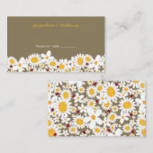 ホワイトデイジーとレッドラディバグシックサマー結婚ズ プレイスカード (正面/裏面)