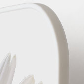 ホワイトデイジーと名前をカスタムするホワイト ピックルボールラケット (左詳細)