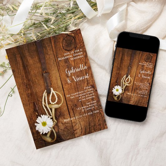 ホワイトデイジーと馬ビットウェスタンリハーサルディナー 招待状