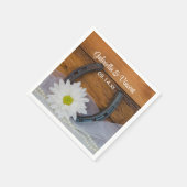 ホワイトデイジーと馬蹄地方ウェスタン結婚ズ スタンダードカクテルナプキン (角)