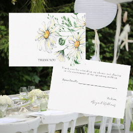 ホワイトデイジーのウェディングシャワーお礼 サンキューカード