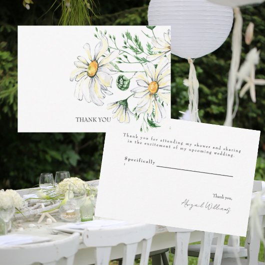 ホワイトデイジーのウェディングシャワーお礼 サンキューカード