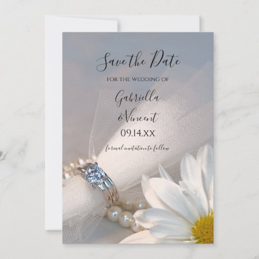 ホワイトデイジーエレガンスウェディングザデイト セーブザデート (正面)