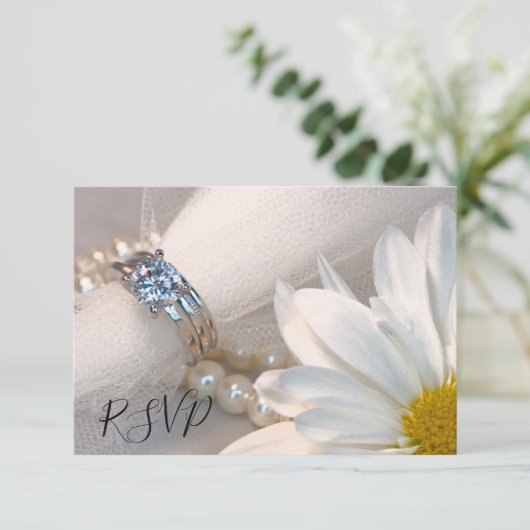 ホワイトデイジーエレガンスウェディングRSVP応答 出欠カード (スタンド正面)