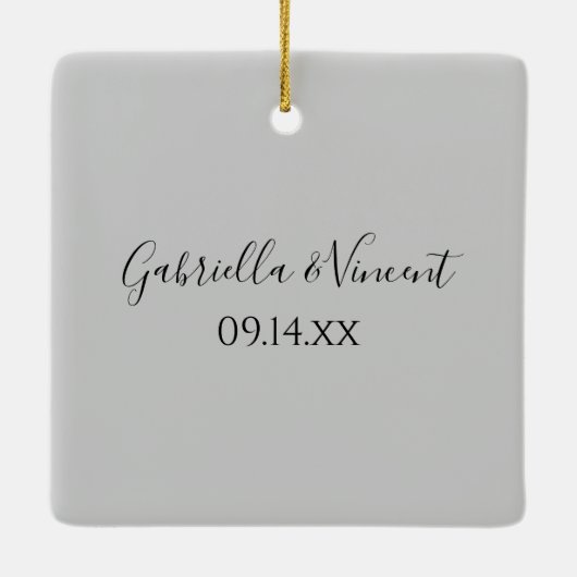 ホワイトデイジーエレガンス婚約した セラミックオーナメント (裏面)