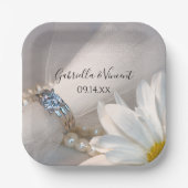 ホワイトデイジーエレガンス結婚ズ ペーパープレート (正面)