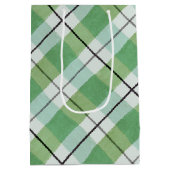 ホワイトデイジーオングリーンプレイド ミディアムペーパーバッグ (裏面)