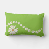 ホワイトデイジーオングリーンランバー装飾用クッション ランバークッション (裏面)