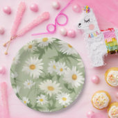 ホワイトデイジーオングリーン ペーパープレート (パーティー)